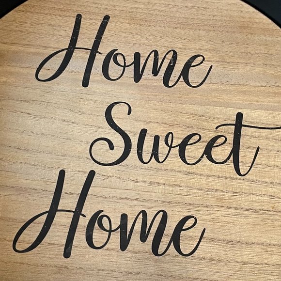 "Home Sweet Home" decorative black serving tray, Boho beaded handles organizer - Picture 3 of 6